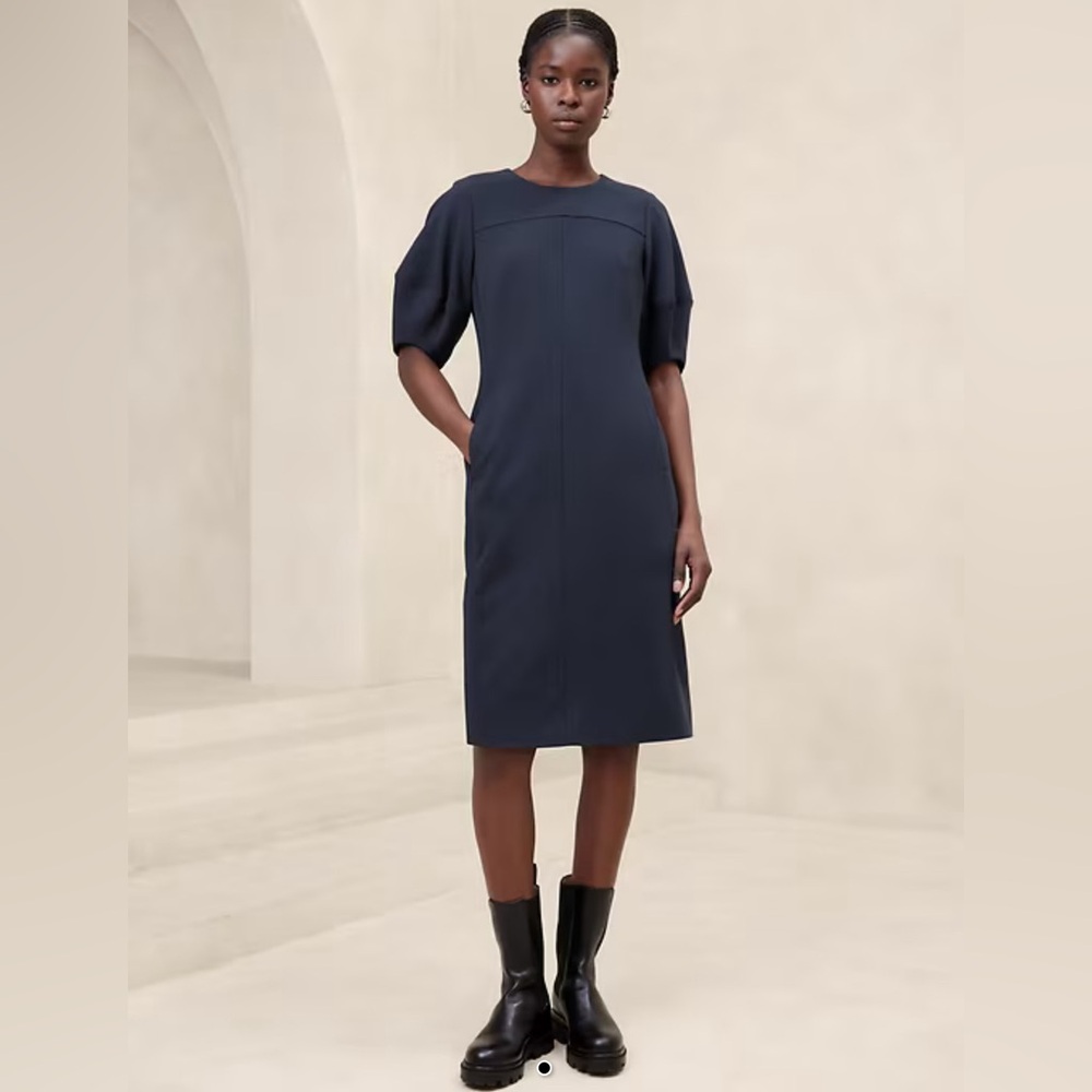 Banana Republic LANTERN-SLEEVE KNEE-LENGTH DRESS